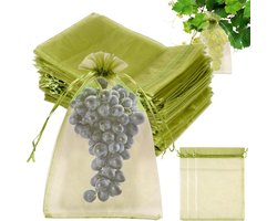 Fruitnetzakken met trekkoord - 23x17 cm - 200 stuks - Herbruikbare beschermzakken voor druiven, mango's, appels, granaatappels, perziken en ander fruit - Organza netten voor natuurlijke fruitteelt