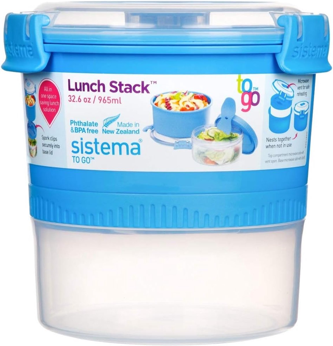 Lunchbox 2 stuks 965 ml set stapelbaar met stoomvrijstelling