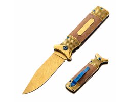 Zakmes - Goud - Survival - Outdoor Mes - Pocket Knife - Vlijmscherp - Houten handvat - Sto