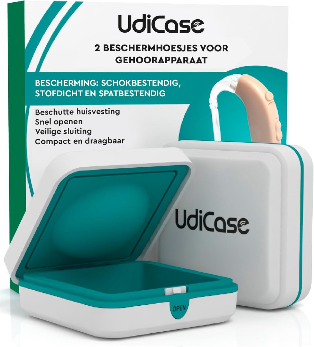 Opbergdoos Gehoorapparaat - Hoortoestel Doosje - Veilige Opslag - Schokbestendig Stof Waterdicht - Zakformaat 7x7x3cm