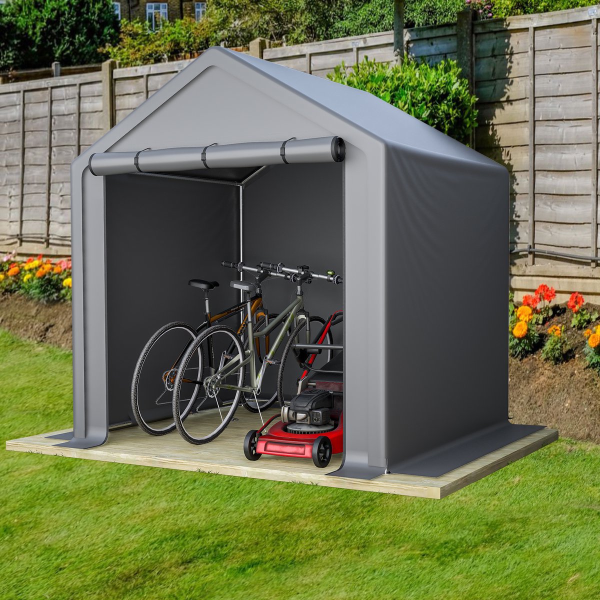 HAUSS SPOLE Fietsenstalling – Waterdicht En Weerbestendig – 190 x 170 x 200 cm – Verzinkt Staal En PE – Donkergrijs