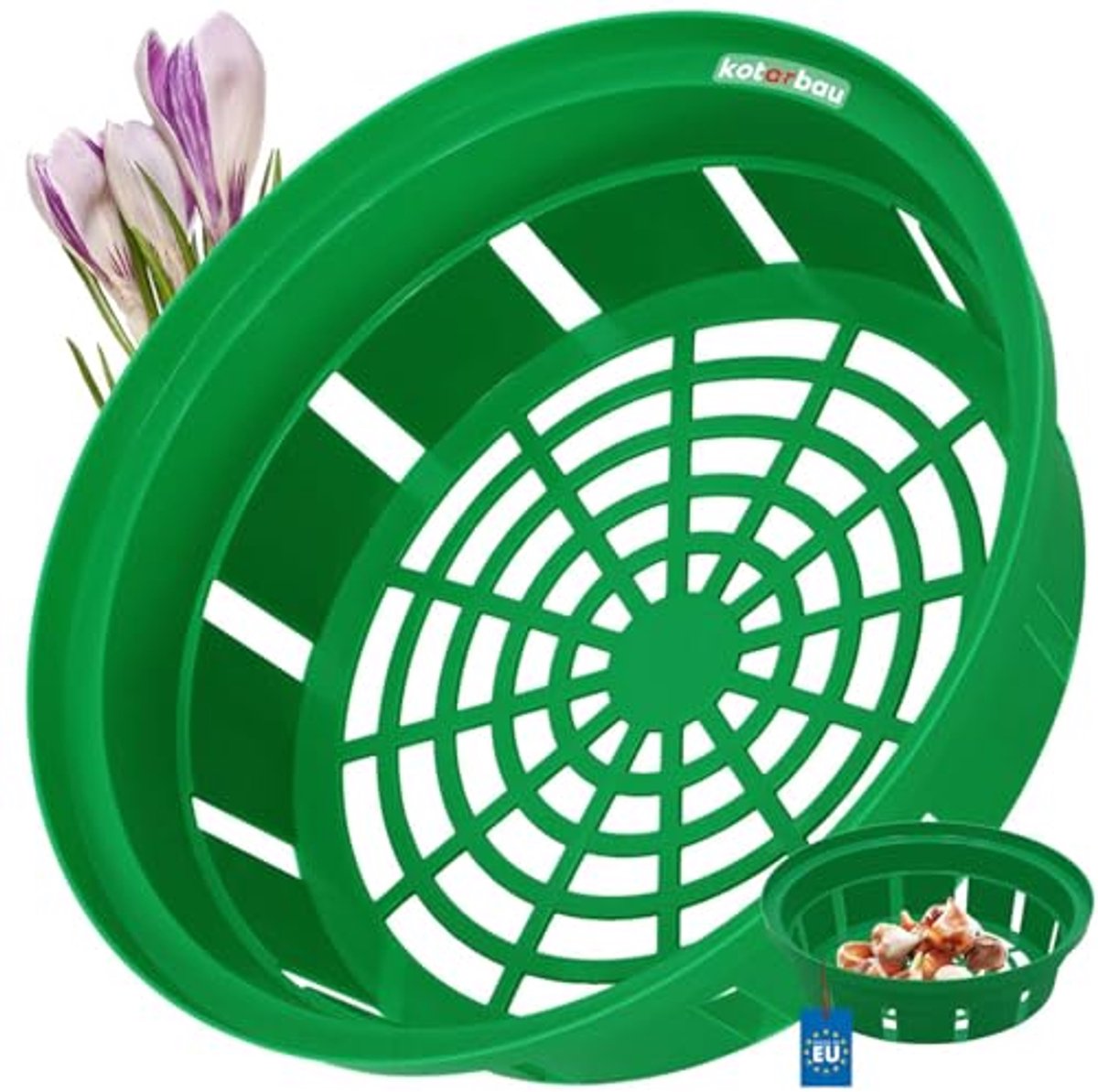 KOTARBAU® Bloembollenmand, ⌀ 230 mm, Groen, Plantenmand Voor Bloembollen, Bollenmanden Rond, Kweekmand van Kunststof, Bloembollen Schaal
