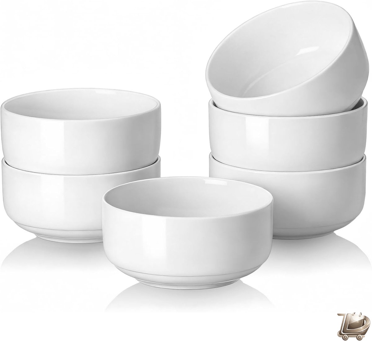 Ontbijtkom Set met Soepkommen - 650 ml - 6-delig - Wit - Cereal Bowl, Salade, Soep, Fruit, en Raamgebruik