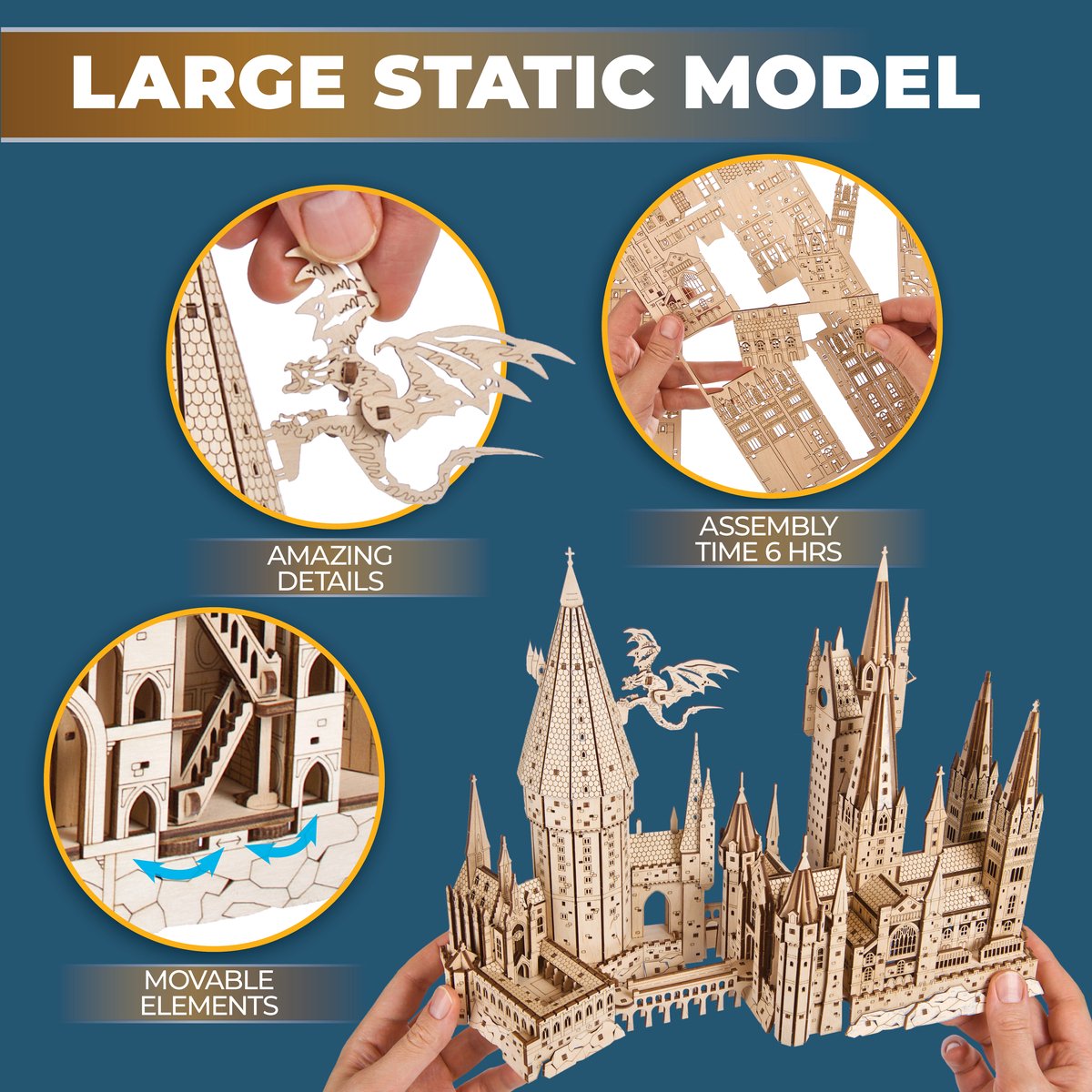 UGEARS 3D Modelbouw - Hogwarts™ Castle - Harry Potter™ - Mechanisch Bouwpakket Hout - Educatief Speelgoed — afbeelding 6