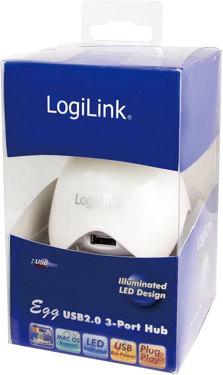 3-poorts USB 2.0 hub met LED wit — afbeelding 3