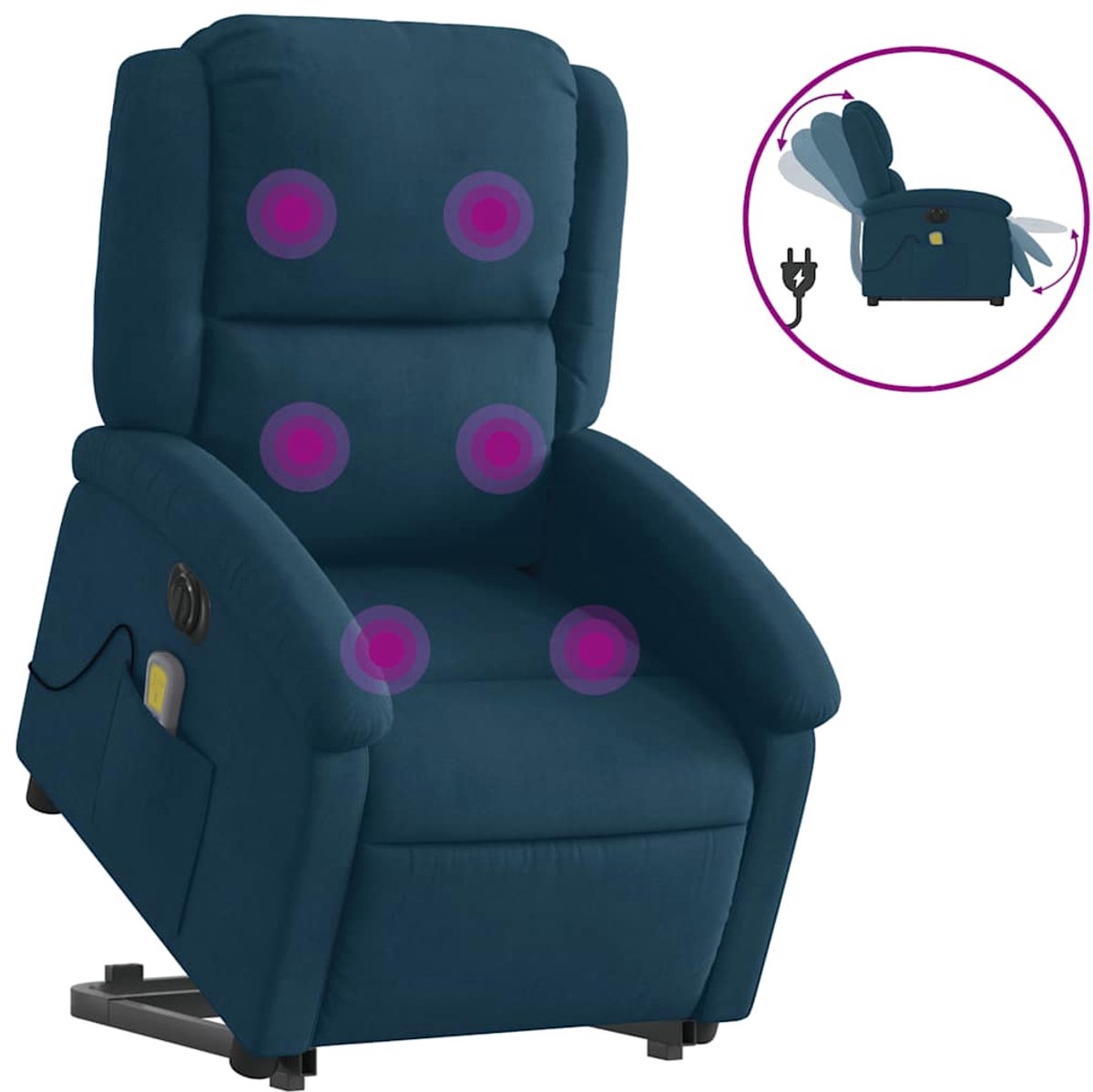 vidaXL Sta-op-massagestoel - elektrisch - verstelbaar - fluweel - blauw