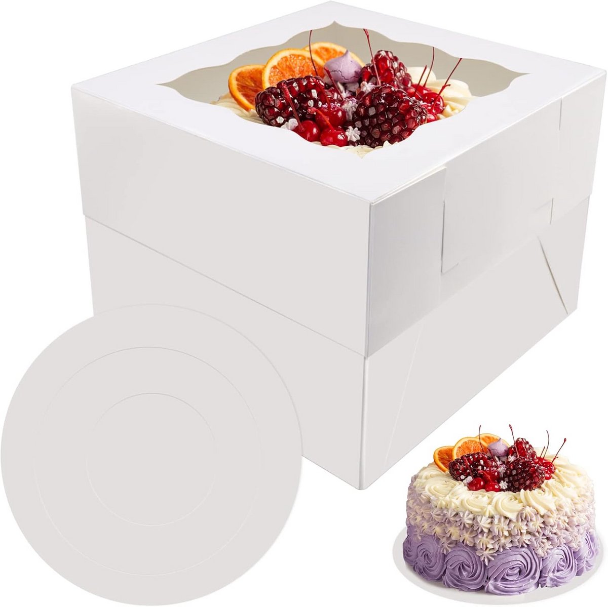 Set van 2 taartdozen 25 x 25 x 20 cm - Ideaal voor taarten met taartplank