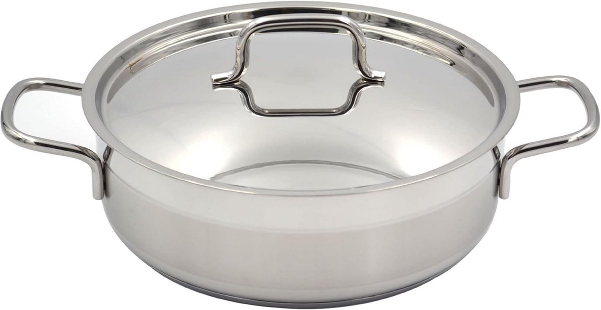Roestvrij Stalen Ondiep/Lage Braadpan 2 Stuks 4.2L