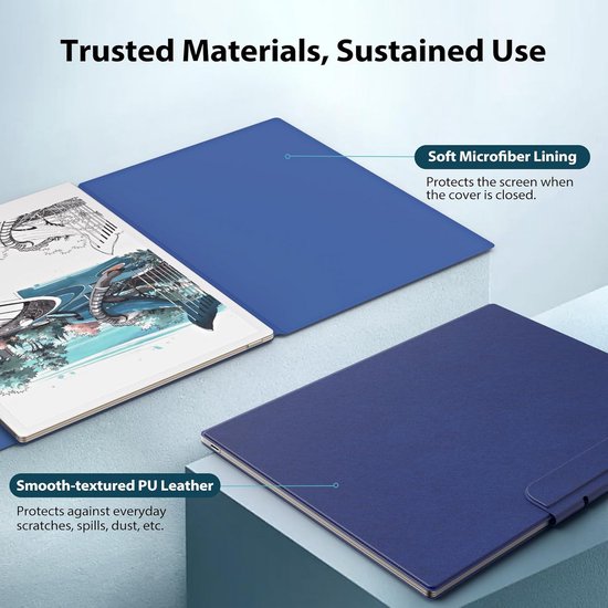 Magnetische hoes voor Remarkable Paper PRO 11,8 inch - Blauw, lichtgewicht en met automatische wekkerfunctie — afbeelding 4