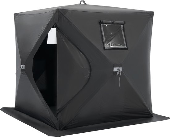 VEVOR Vistent 1-2 Persoons Visparaplu Ijsvistent 1,5x1,5x1,65m Zwart