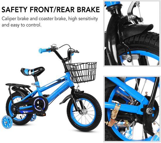 14 inch kinderfiets voor jongens en meisjes, peuterfiets met verstelbare hoogte en afneembaar mandje. — afbeelding 5