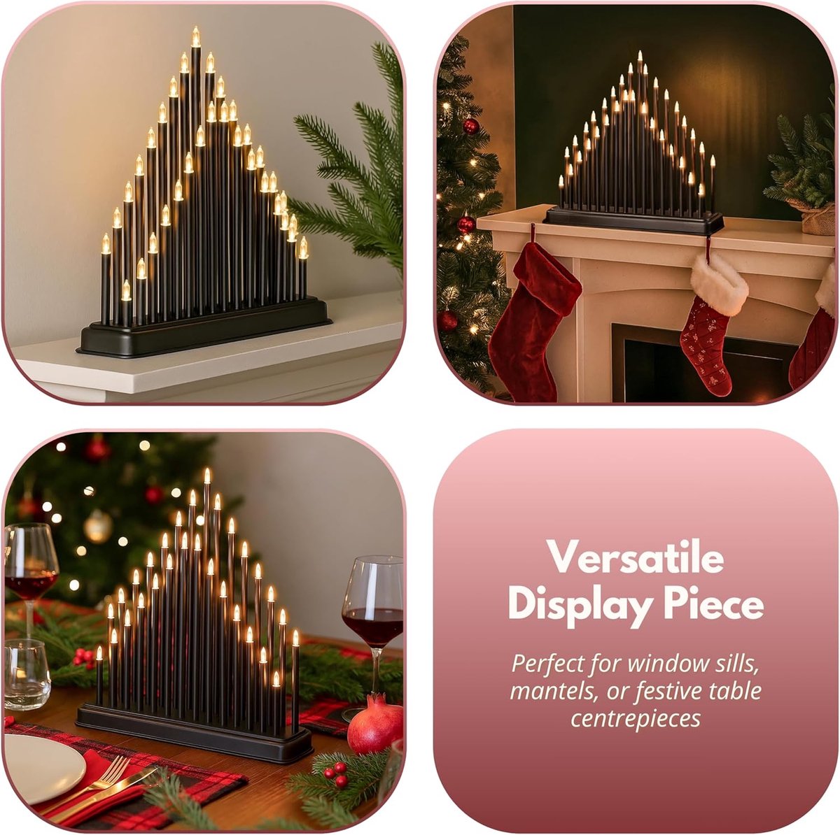 Kerstdecoratie Kaarsbrug met 33 Warm Witte LED Kaarsen voor Raam of Tafel – foto 2