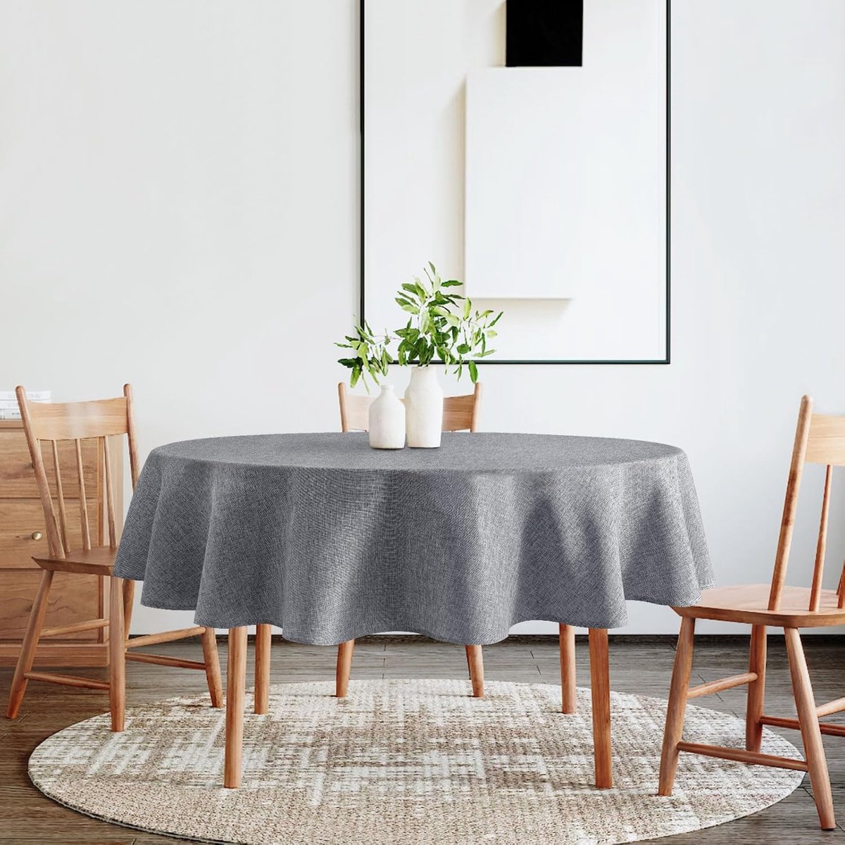 Ronde Tafelkleed - Vuilafstotend, Waterdicht & Wasbaar - Linnenlook Ø180 cm Grijs
