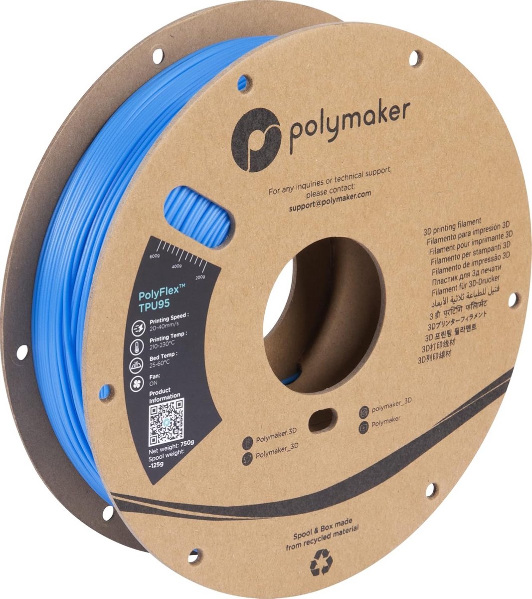 Flexibel 3D Filament 1.75mm voor TPU Prints - 750g Shore 90A