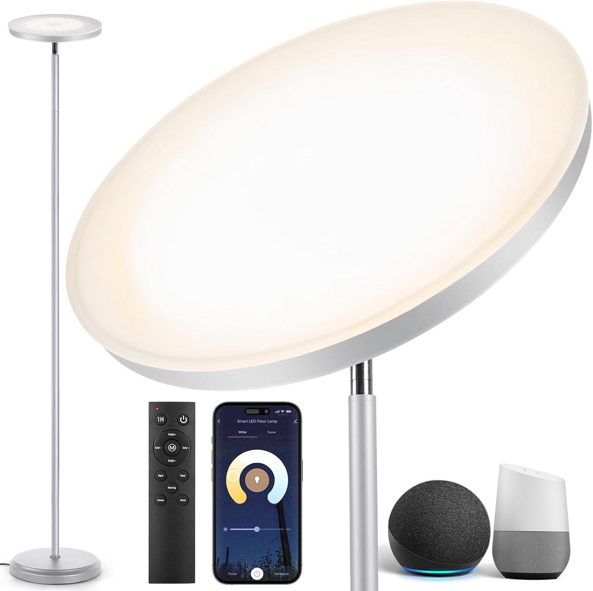 Slimme Dimbare LED Vloerlamp met App Bediening en Alexa Compatibiliteit