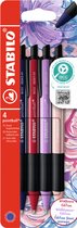 STABILO pointball - Balpen - NatureCOLORS Wildflower - Navulbaar - Etui Met 4 Kleuren