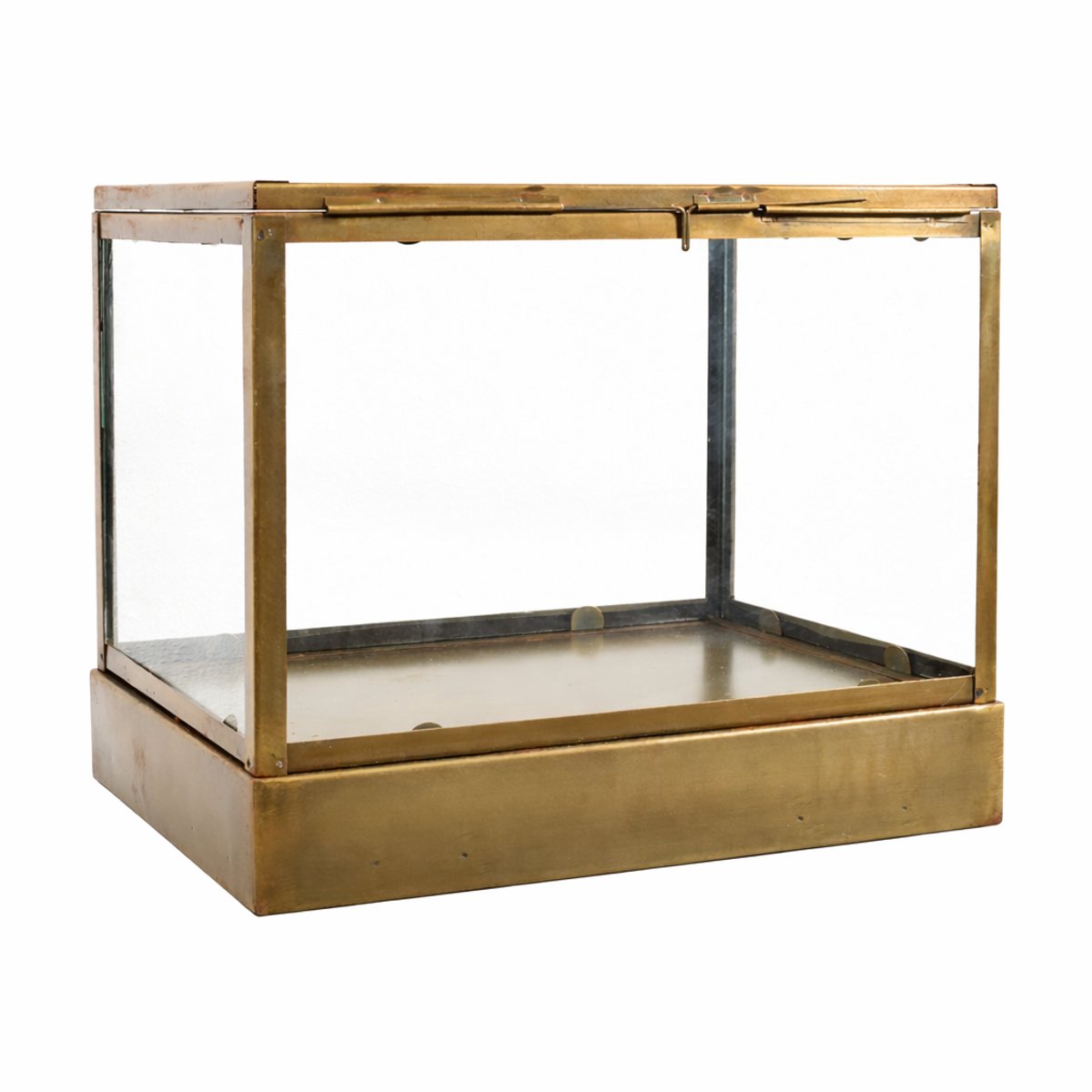 LOFT42 Showy Glazen Display Box Antiek Messing – Metaal – (27x30x20)