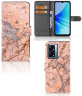 Etui pour Téléphone OPPO A77 5G | A57 5G Coque Orange De Marbre