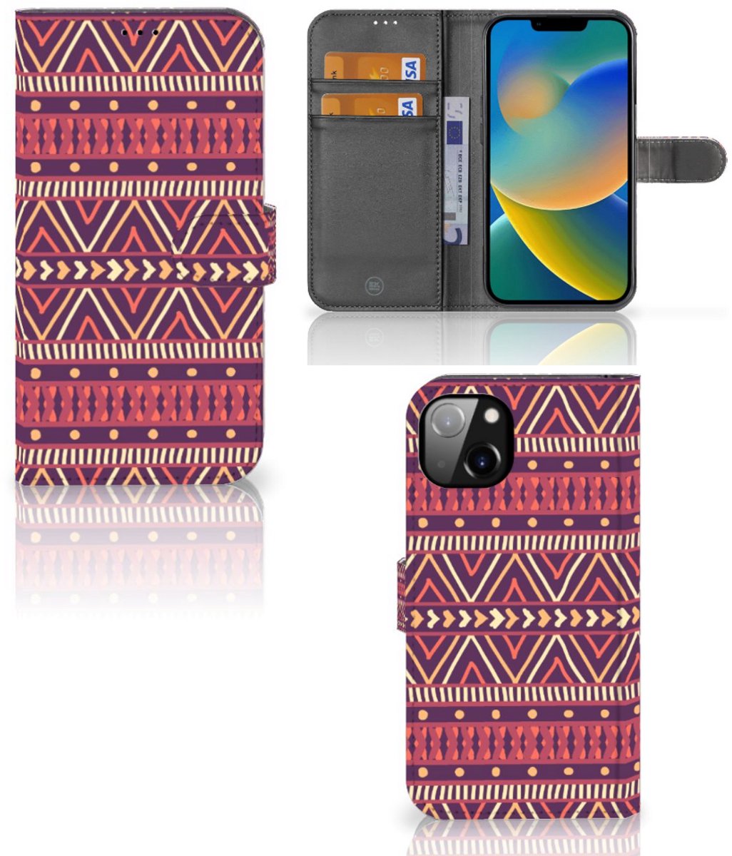 iPhone 14 Plus Telefoon Hoesje Aztec Paars