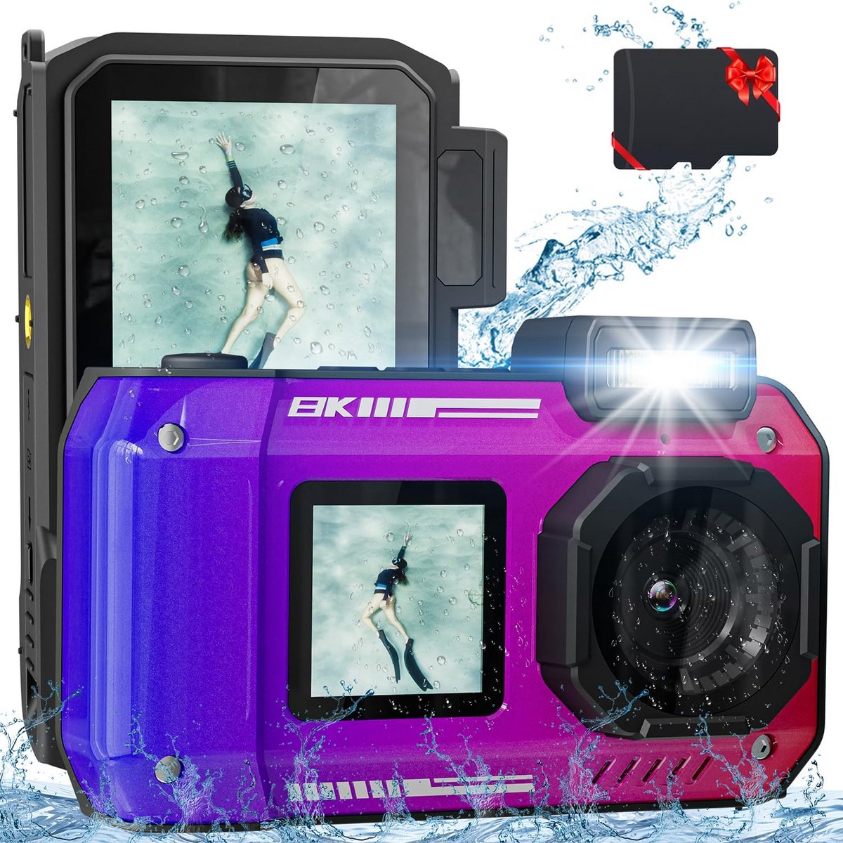 8K Digitale Camera met 70MP en Dual-Screen voor Onderwatergebruik