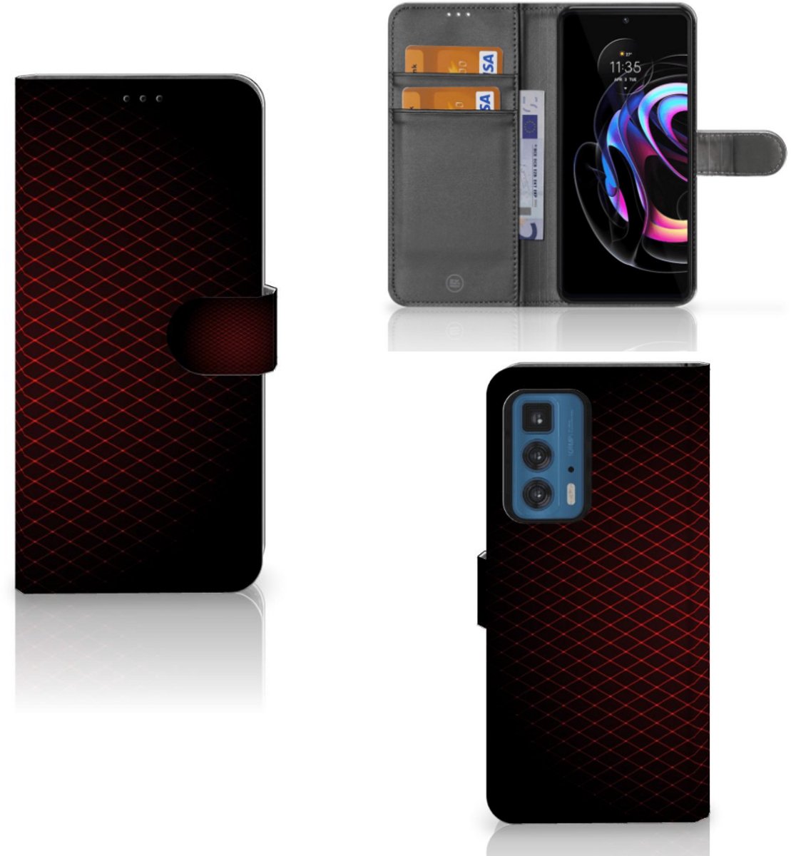 Motorola Edge 20 Pro Telefoon Hoesje Geruit Rood