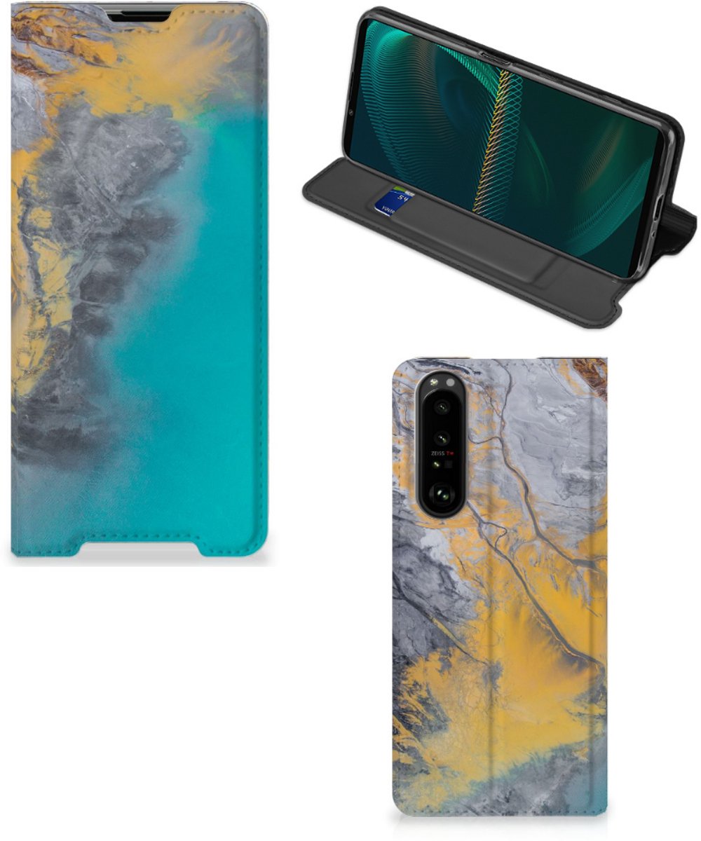 Sony Xperia 5 III Standcase Marble Blue Gold