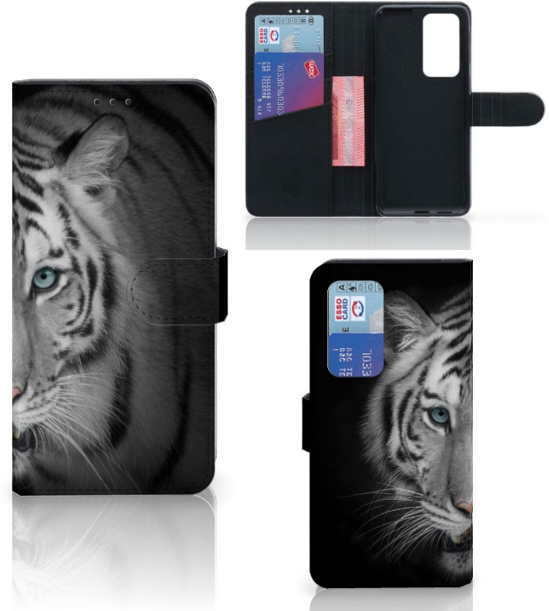 Huawei P40 Pro Telefoonhoesje met Pasjes Tijger