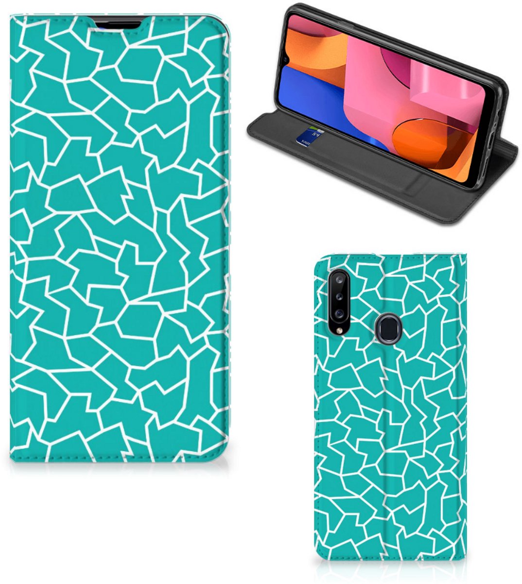 Samsung Galaxy A20s Bookcase Cracks Blue