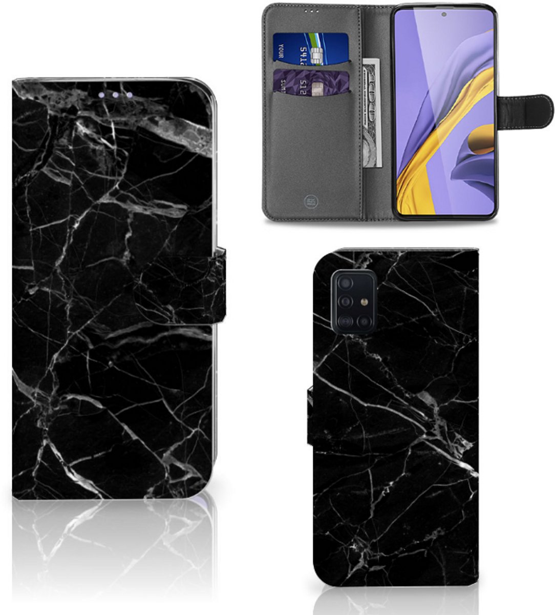 Samsung Galaxy A51 Bookcase Marmer Zwart - Origineel Cadeau Vader