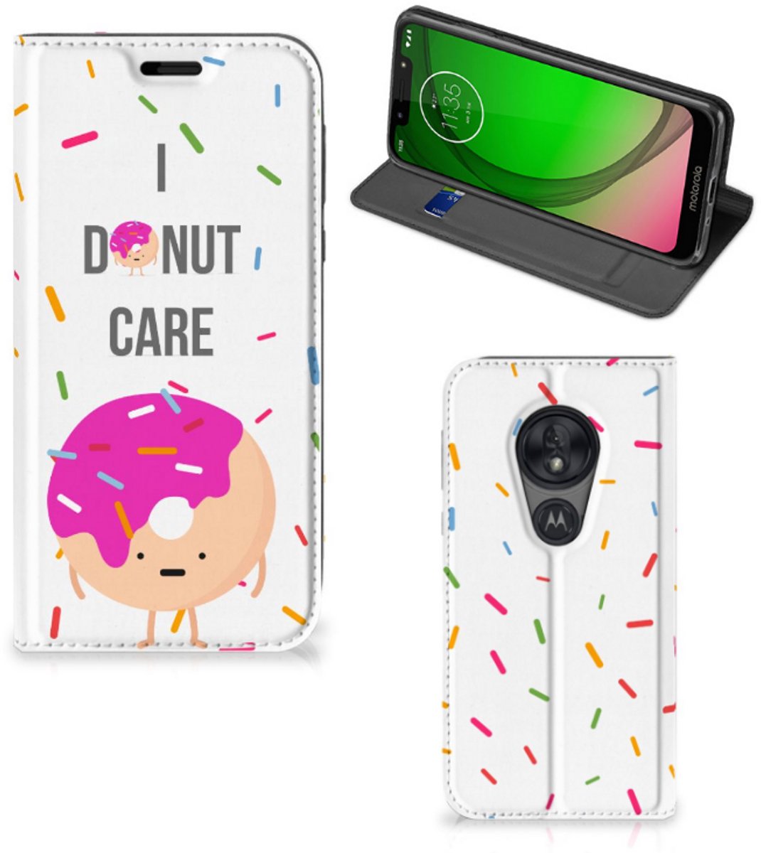 Motorola Moto G7 Play Flip Style Cover Donut Roze