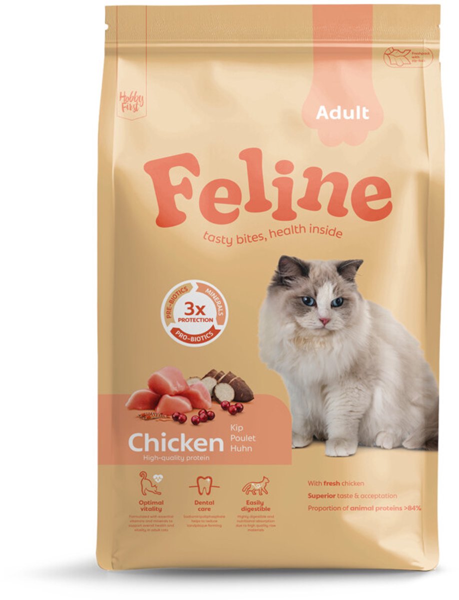 Hobby First HobbyFirst Feline Kattenvoer Adult Chicken 4,5 kg - Kat