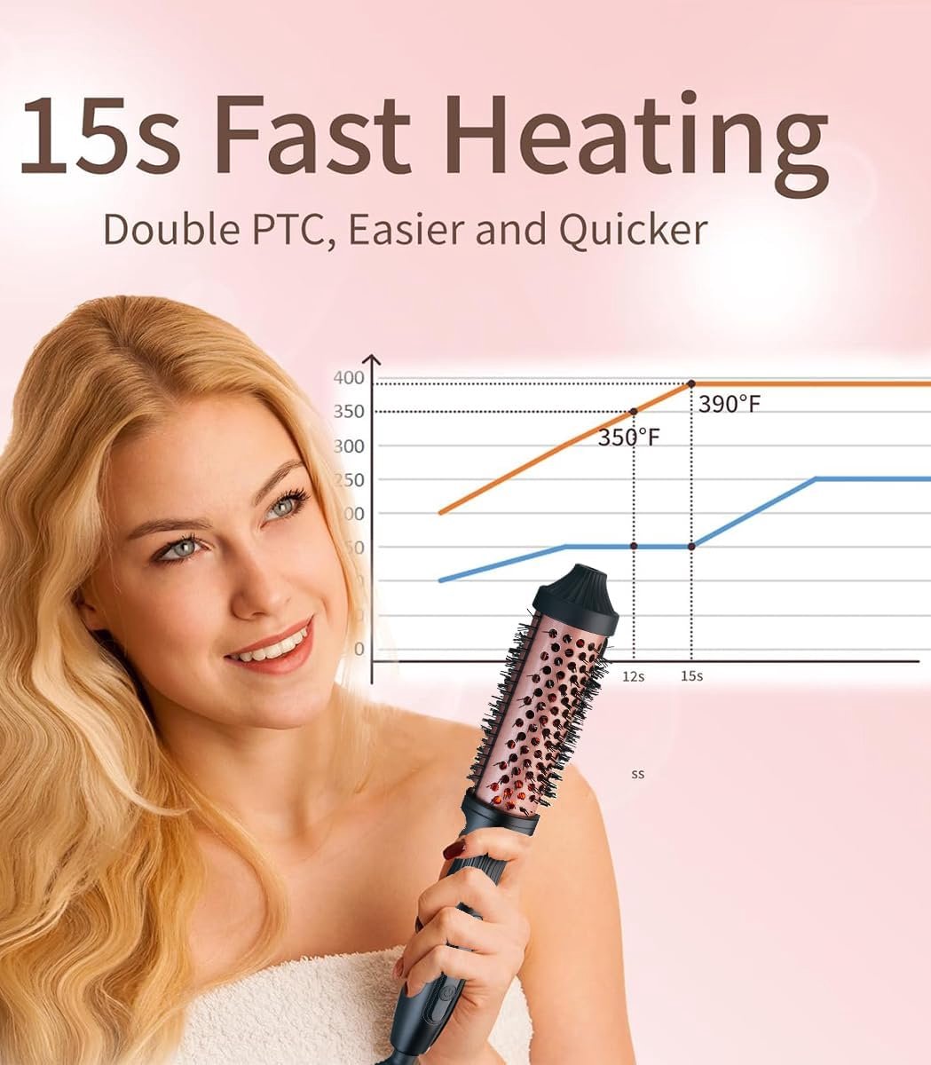 e Thermoborstel 38mm Verwarmde Haarborstel met LCD Scherm - afbeelding 2