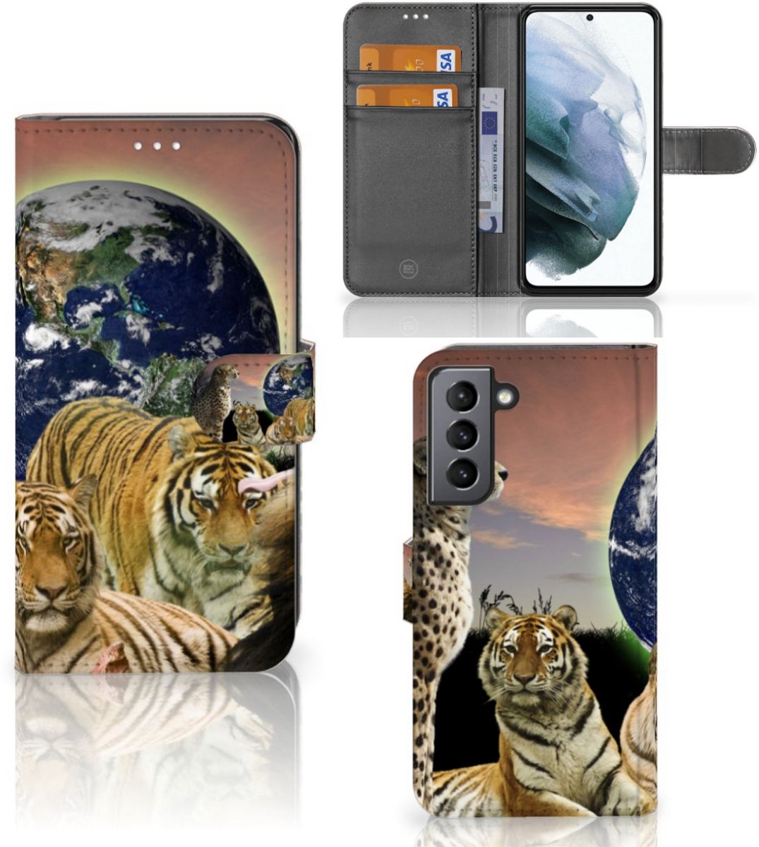 Samsung Galaxy S21 FE Telefoonhoesje met Pasjes Roofdieren