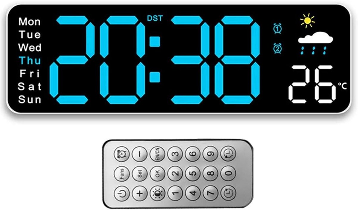 Grote Digitale LED Wandklok met Afstandsbediening en Timerfunctie