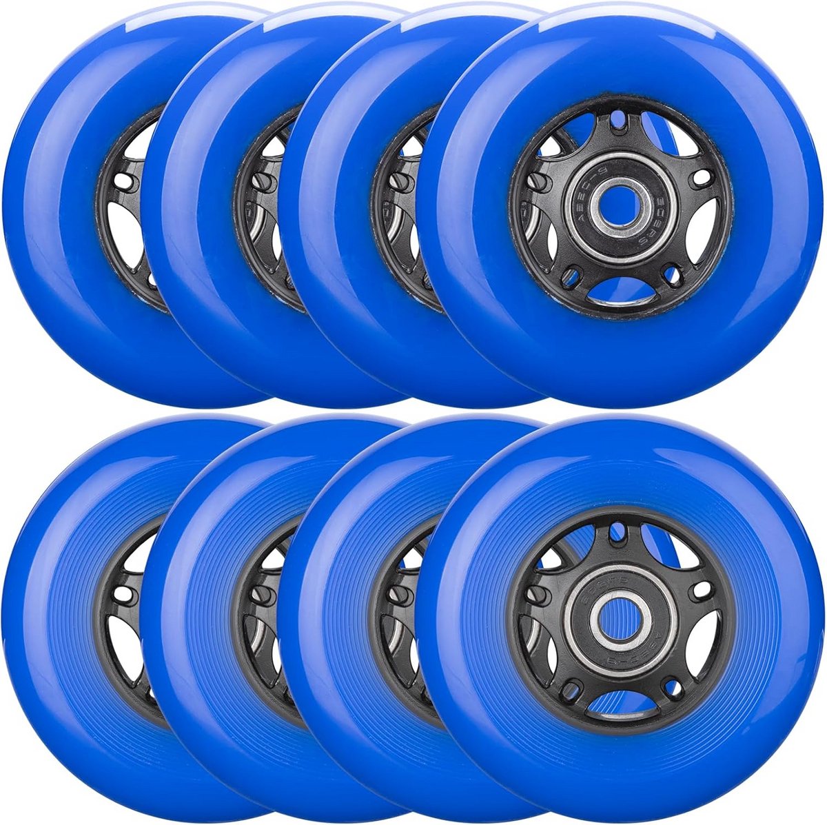 Set van 8 Vervangende Inline Skate Wielen 85A met ABEC-9 Lagers voor Skate Scooter en Bagage Reparatie Diverse Maten Blauw