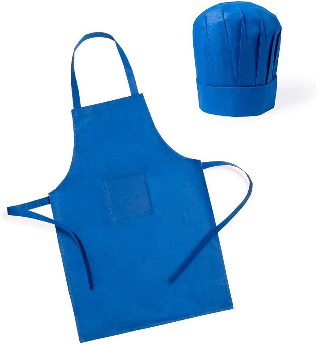 10x Kinder Schort en Koksmuts Set Blauw - Voor Jongens en Meisjes