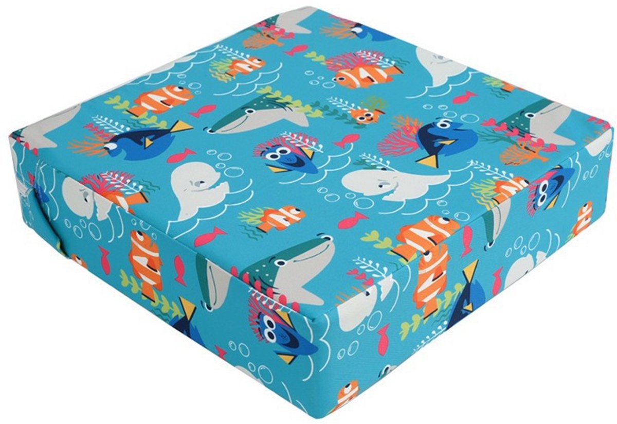 Kinderzitjeverhoger - Wasbaar katoenen canvas - Inclusief twee riemen - Veiligheidsgesp - Cartoonpatroon - 32*32*8 cm -Stijl 3
