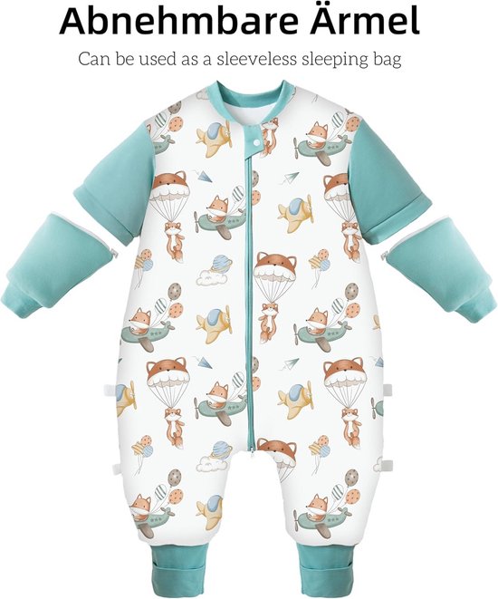 Winterslaapzak met Voeten en Afneembare Mouwen voor Baby en Kind - 3.5 TOG - Bamboe & Katoen — afbeelding 5