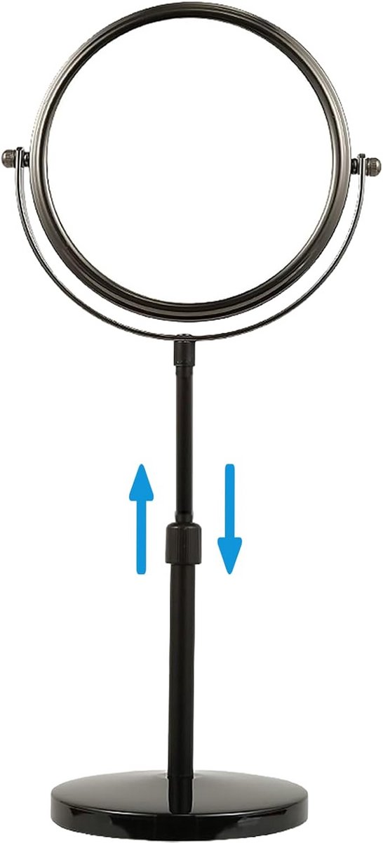 Ronde Verstelbare Make-up Spiegel met 1x en 7x Vergroting, Zwart