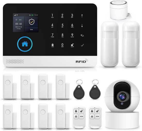 Deurraam Alarm Thuis Draadloze ic Sensor Anti-Diefstal Alarm Geluid en Licht Smart Voice Tuya APP Controle Eenvoudige Installatie voor Thuis Garage Appartement Deur Alarmsysteem