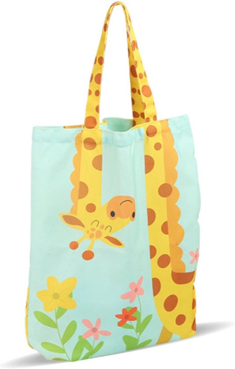 Grote Canvas Tas met Giraffe Print - Duurzame Schoudertas voor Boodschappen en Reizen