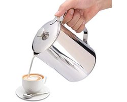 Professionele RVS Melkopschuimkan met Deksel voor Latte Art - Verschillende Maten
