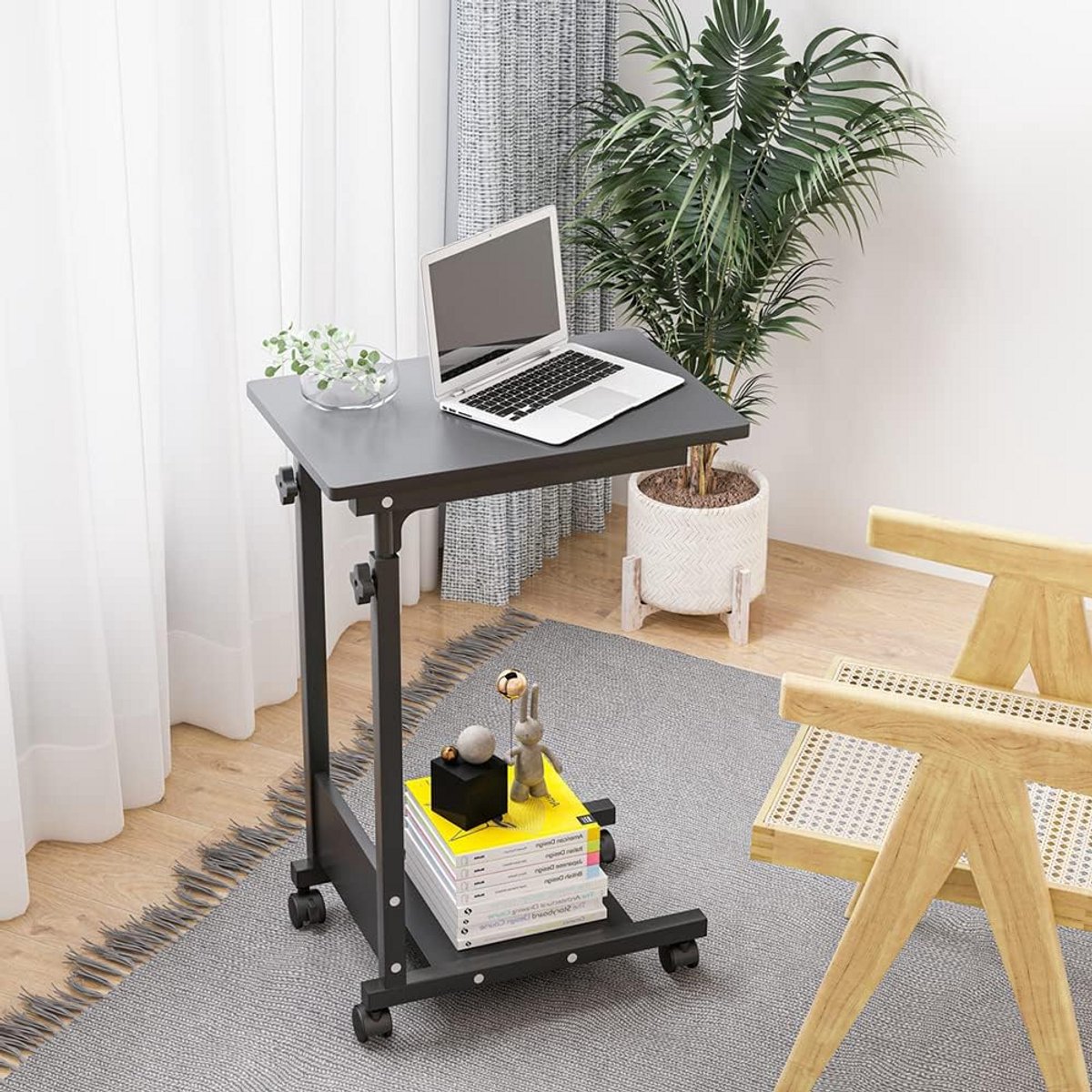 In hoogte Verstelbare Laptop Tafel met Wieltjes - Opvouwbaar Bureau voor PC en Laptop