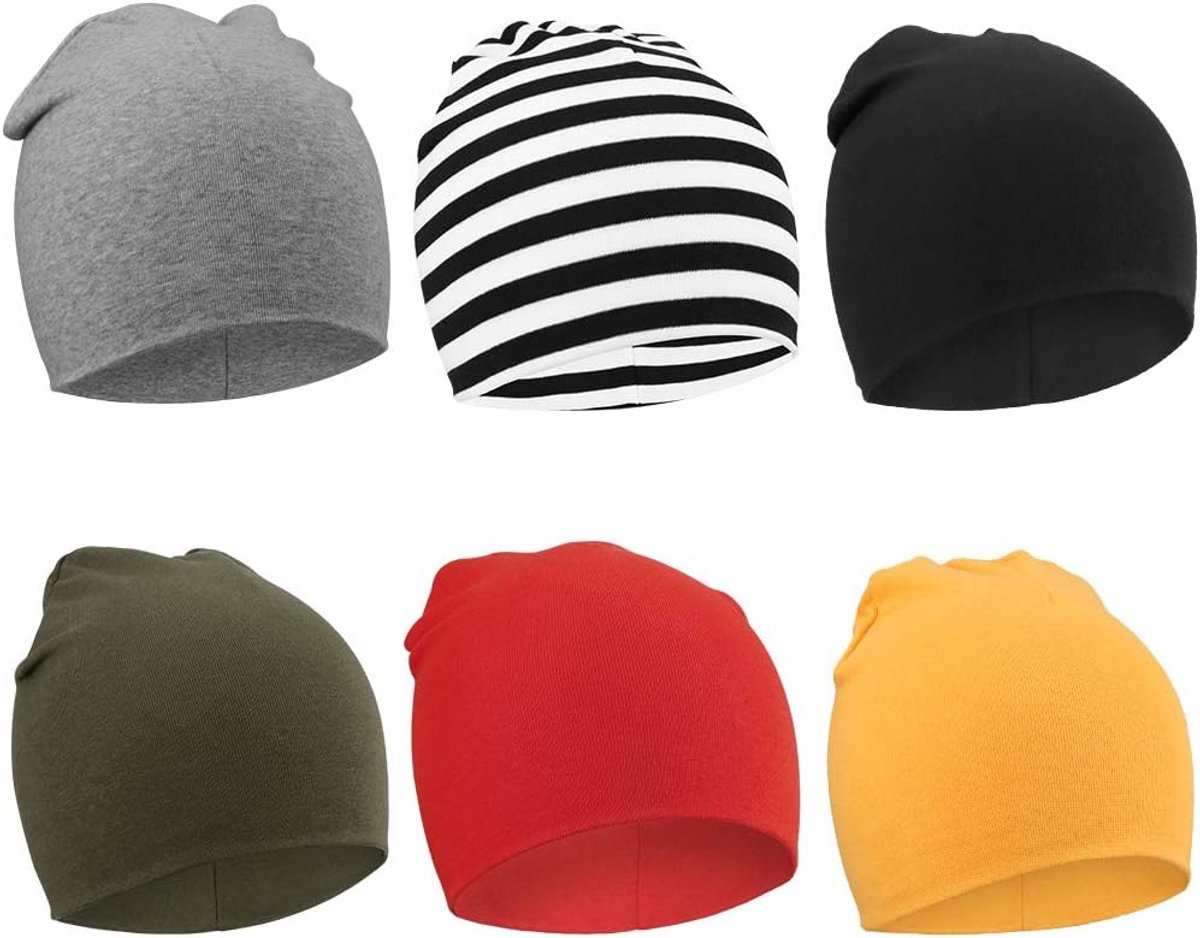 6-Pack Baby Mutsjes Gebreid voor Pasgeboren Jongens en Peuters - Zachte Ziekenhuis Hoedjes