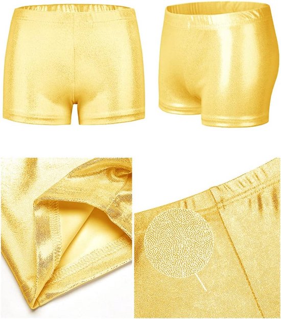 Glanzende Metallic Shorts voor Meisjes met Elastische Taille voor Dans en Sport — afbeelding 3