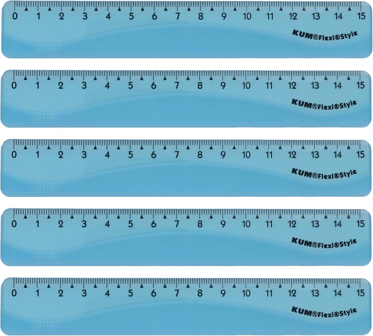 Flexibele Liniaal 15 cm Blauw Onbreekbaar – Set van 5 Stuks – School en Kantoor