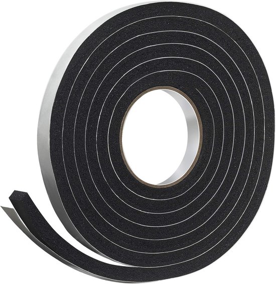Zelfklevende sponsrubber schuimband zwart 1,9×1,1 cm 3 m isolatie afdichting tochtvocht stof