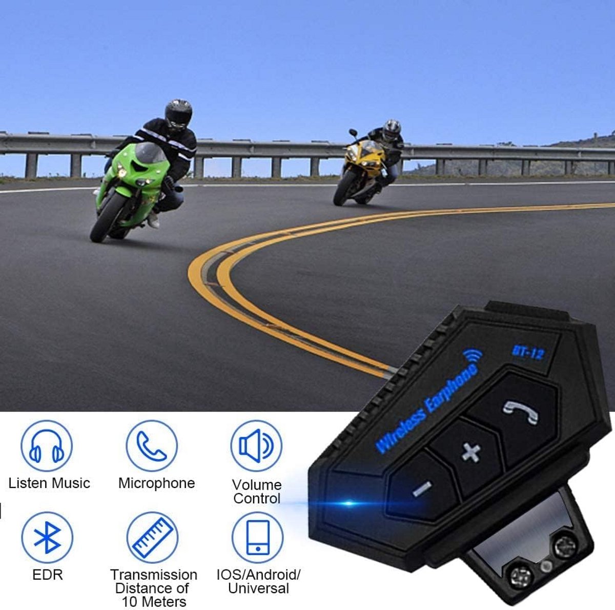 Waterdichte Bluetooth Headset voor Motorhelm - Handsfree Communicatie en Muziek