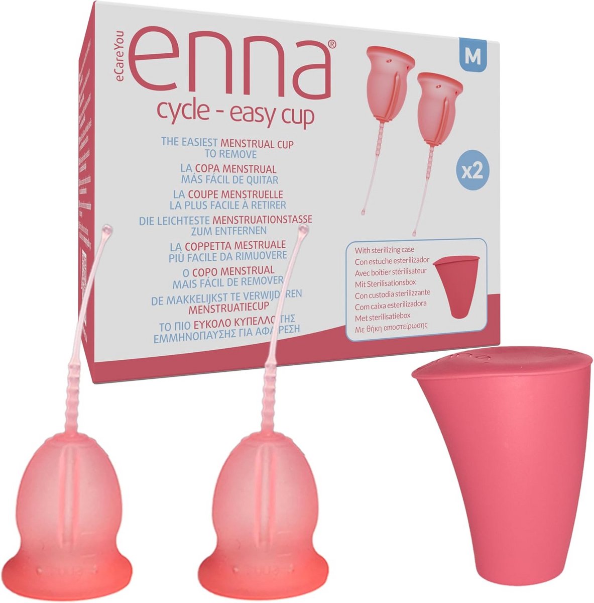 Menstruatiecup Set Maat M - 2 Cups Inclusief Sterilisatie Bakje