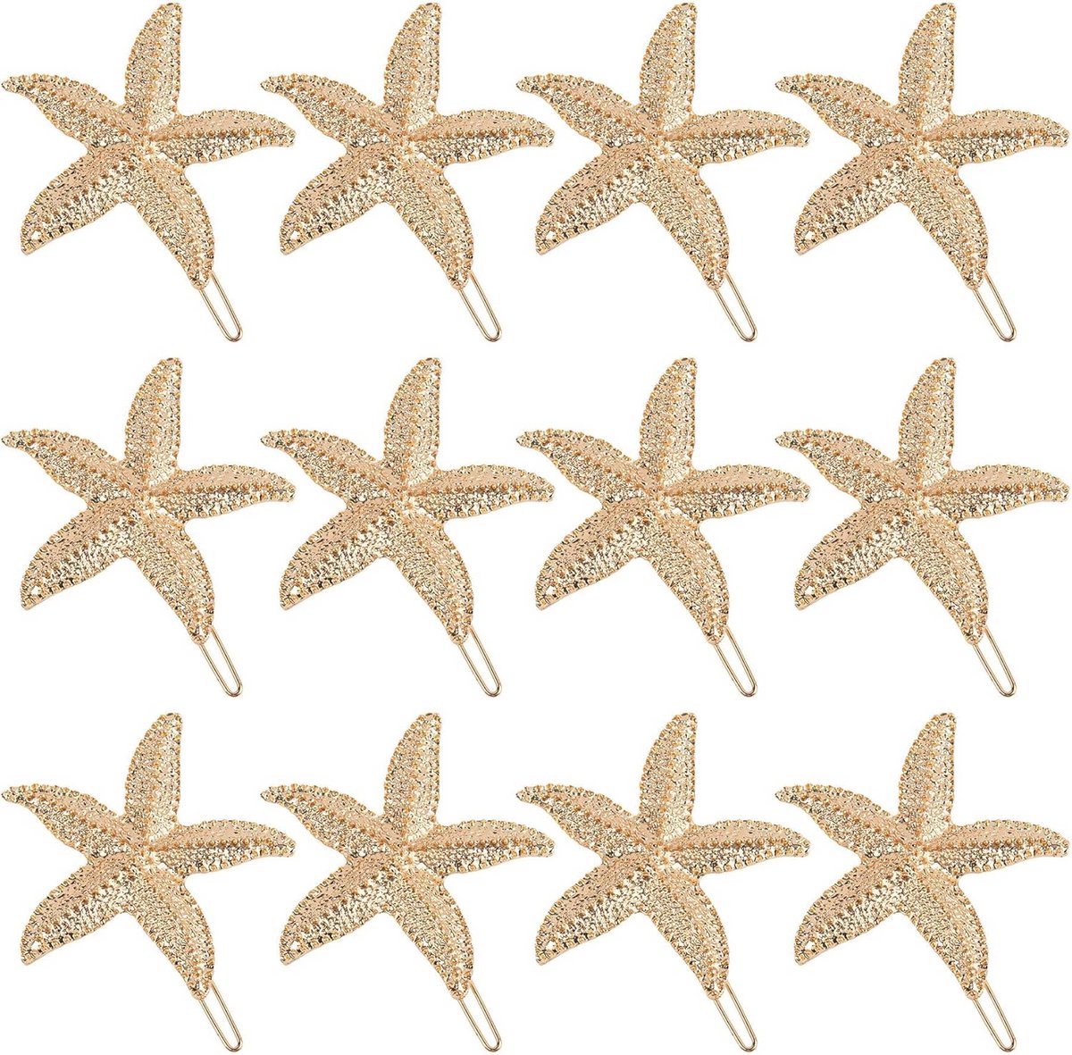 12x Gouden Zeester Haarspeldjes Strand Accessoires
